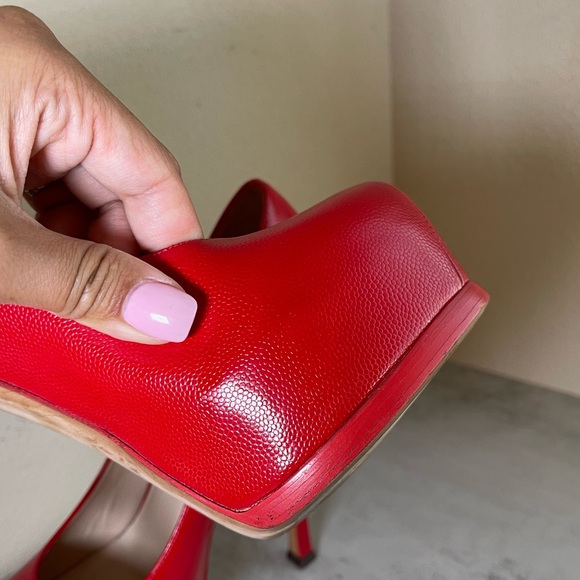 YSL CANDY APPLE RED PLATFORM 6 INCH HEELS SIZE 38.5 - Picture 14 of 15